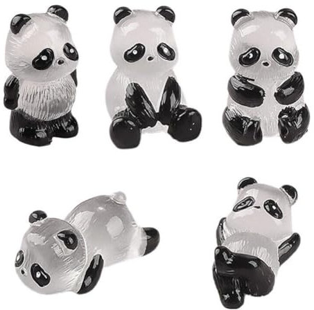 LQQDREX 5/1 unids lindo panda figuras brillan en la oscuridad micro paisaje ornamento resina Navidad panda decoración jardín