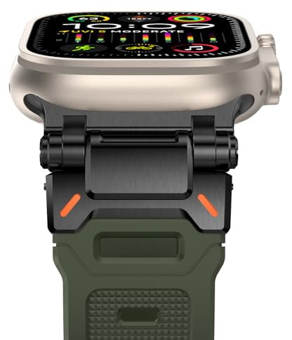 Fullife 49mm 46mm 45mm 44mm 42mm(Series 3 2 1) Compatible with Apple Watch Silicone Straps,Sport Strap Replacement Band for iWatch Ultra 3 2 1,Series 11 10 9 8 7 6 5 4 3 2 1 SE,Green/Black Connector