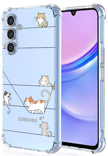 XINYEXIN Handyhülle für Samsung Galaxy A15 5G / A15 4G Hülle Süße Katze Cartoon Muster Design Mode Ultra Dünn Transparent Schutzhülle Stoßfest TPU Bumper Clear Case - Kitten
