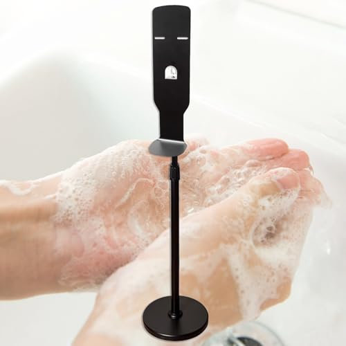 Seifenspender/Desinfektionsmittelspender Hand Soap Dispenser Black Floor Stand, Commercial Hand Sanitizer Holder for Shampoo Gel Conditioner, Portable Foaming Dispenser Sanitizing Station for Restaur