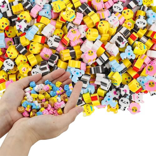 Mini Radiergummi Tiere Set, 300 Stück für Kinder - Neuheit für Party Favors, Bleistift Radierer Geschenke, Klasse Belohnungen für Studenten