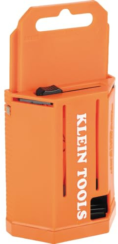 Klein Tools 44125 Utility Knife Blade Dispenser with 50 Triple Ground Replacement Blades for Long-Lasting Sharpness