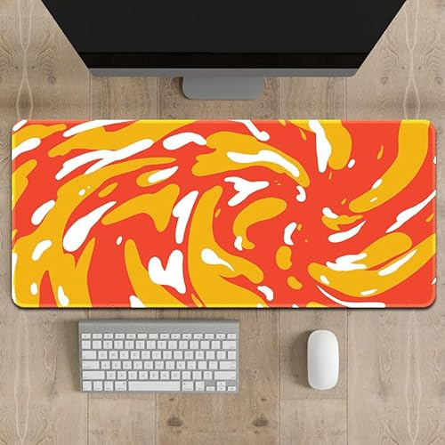 Treer Tapis de Souris XXL/XL/L, Tapis de Souris Style Fluide Abstrait, Tapis de Souris Gamer avec Caoutchouc Base Antidérapante, Tapis Souris pour Gaming, Maisonet Bureau (1000x500mm,Orange)