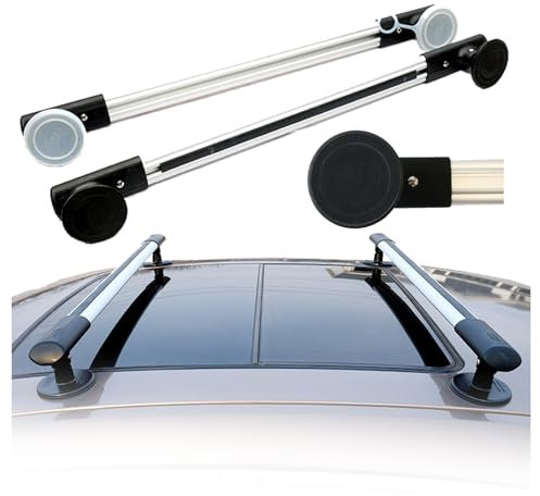 Barre Transversale De Galerie De Toit Universelle, Barre De Toit Réglable en Aluminium, Ventouse 10 Cm + Installation Non Destructive, sans Rail Latéral De Toit, Charge : 150 Kg,123-138CM