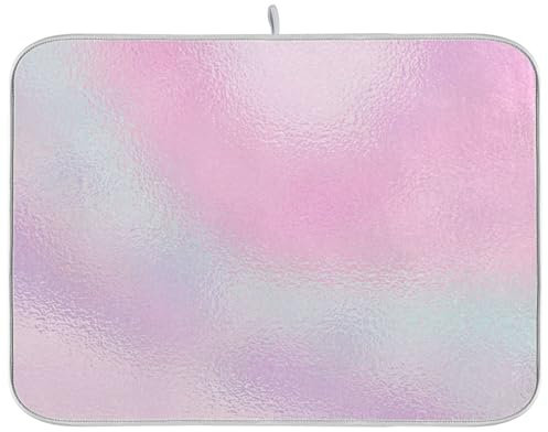 Tapete escurridor de platos vintage de mármol arcoíris de color pastel, tapete escurridor de platos para encimera de cocina, tapete resistente al calor, tapete de secado de platos para cocina, grande,