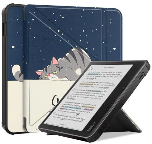 Étui en cuir pour liseuse Kobo Libra Colour 7 version 2024 pour Kobo Libra Color Smart Slim Léger Premium Cuir TPU Housse avec mise en veille/réveil automatique pour Kobo Libra Color Cover (LM)