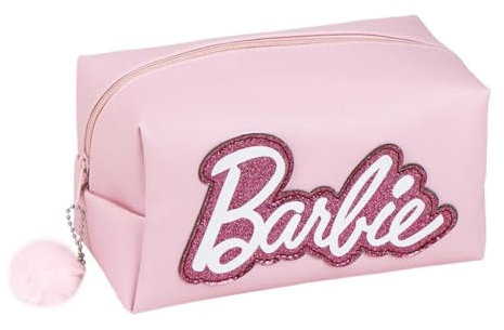 CERDÁ LIFE'S LITTLE MOMENTS - Trousse de Toilette de Voyage Barbie - Rose - Grande Capacité de Rangement - Fermeture à glissière - Impression Barbie - Produit Original
