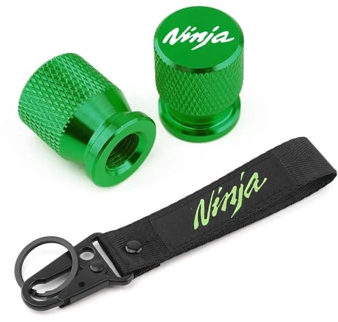 BedEuu Schlüsselanhänger und Reifenventilschaftkappe, Motorradzubehör für Kawa-&saki Ninja e-1 H2R 7 Hybrid 250 300 400 650 1000/SX H2 SX ZX-10RR, One Set Green, One size
