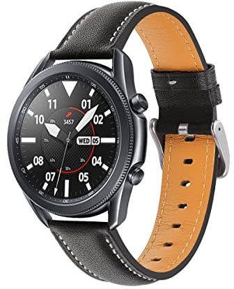 Pelle Cinturino Compatibile con Samsung Galaxy Watch 3 45mm/Galaxy Watch 46mm/Galaxy Gear S3 Frontier/Classi, 22mm Cinturini in Pelle per Huawei Watch GT 46mm/GT2 46mm/GT3 46mm/GT2 Pro (Nero)