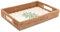 Decorasian Vassoio vintage in rattan con conchiglia a mosaico – Vassoio decorativo e vassoio da portata con manico in stile boho – Dimensioni 32 cm x 22 cm