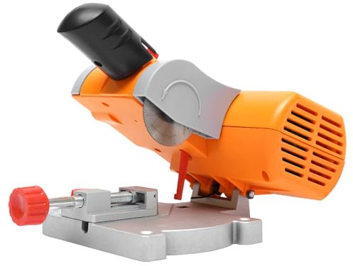GCIUEMMH Mini Bench Top Cut-Off Miter Saw - 220V 90W Table Saw Table Saw 2 Blade 1/2 Cuting Depth Electric Power Table Saw Benchtop 0-45° Benchtop Miter Saw for Metal Wood Glass Stone DIY Handmade