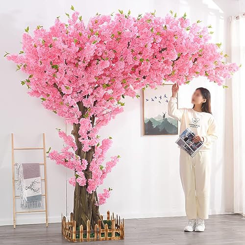 Árbol artificial grande de cerezo japonés para interiores y exteriores, árbol de durazno falso, árbol de deseos, 2 x 2 m, planta grande de cerezo