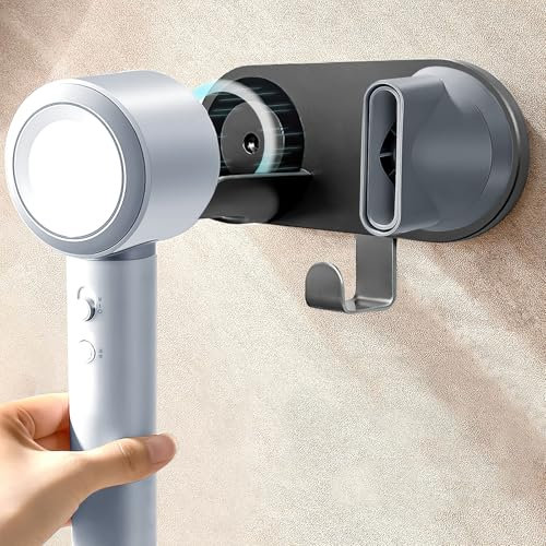 Aolawco Magnetische Absaugung Aluminiumlegierung Föhn Halterung für Dyson Supersonic, Zubehör für Dyson Wandhalterung, Fönhalter Ohne Bohren, für Meisten Haartrockner für Badezimmer