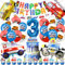 Cars Deko Kindergeburtstag 3 Jahre,Auto Geburtstagsdeko Luftballon 52 Pcs,Feuerwehrfahrzeuge Truck Party Ballons,Auto Thema Geburtstag Set mit Banner Tortendeko,Motorrad Folienballon Helium