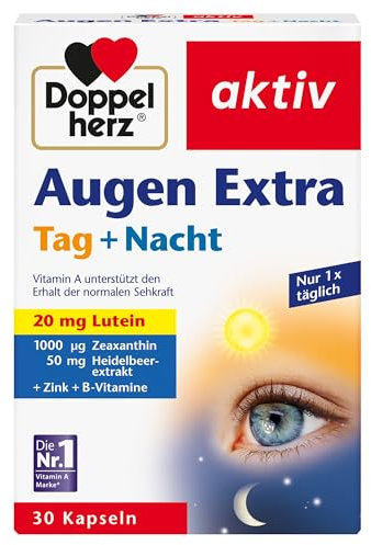 Doppelherz Augen Extra Tag + Nacht - Mit Lutein, Zeaxanthin - 5 Vitamine plus Folsäure - 30 Kapseln (Packung mit 6)