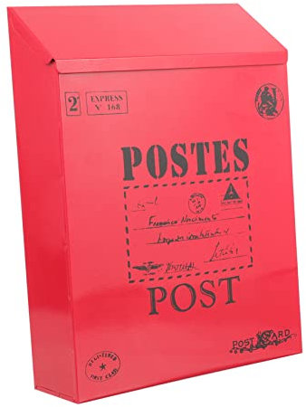 HOMOCONO Iron Mailbox Retro Style Wall Mount Locking Letter Box Key Lock Box Mailbox Catcher