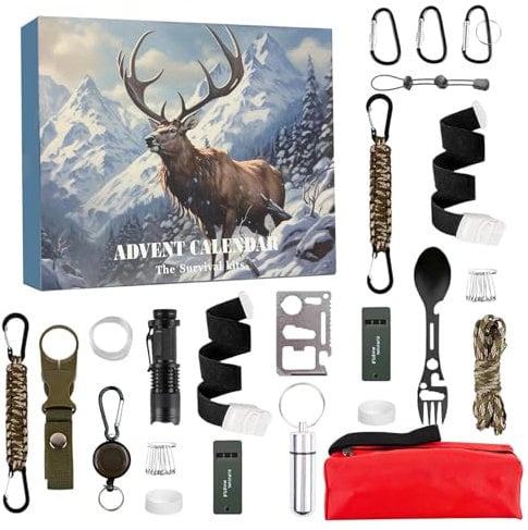 Advent Calendar Survival Kit,Advent Calendar Survival Kit 2024 - 24 Day Countdown Calendars | Survival Gear Cool Gadgets for Camping Fishing