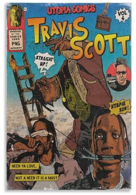 aizhimi Travis Comic-Poster, Signatur, Scott Utopia, Musikposter für Zimmer, ästhetische Leinwand, Wandkunst, Schlafzimmerdekoration, 30 x 45 cm