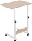 CROWNSHOP Height Adjustable Mobile Table 40x60(70-80) cm Side Table Workstation Laptop Overbed Multi Table with Metal Frame Rolling Castors - Light Wood Color