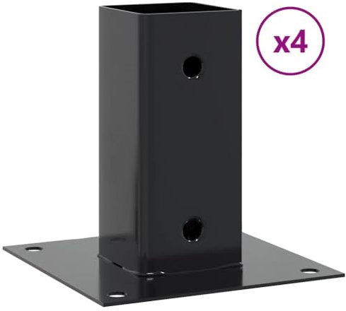 vidaXL Bases de poteau carrées 4 pcs anthracite 71x71 mm, base de clôture en béton, base de poteau de clôture, support de poteau en métal