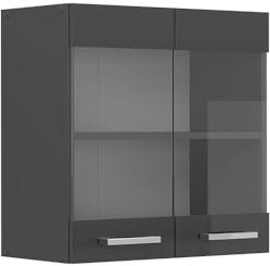 Vicco Armario de Cocina con Vidrio R-Line, Antracita Alto Brillo, 60 cm