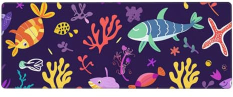 Large Mouse Mat 800x300x3mm Gaming Mouse Pad Purple Underwater World Office Desk Mat, Improved Precision and Speed