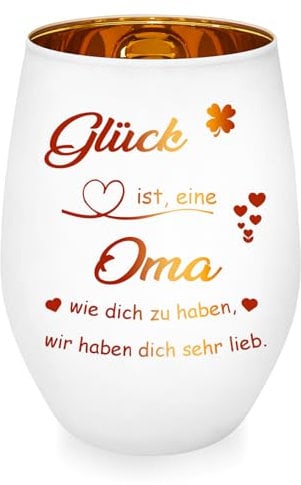 Geschenke für Oma, Personalisierte Windlicht Glas für Oma, Teelichthalter mit Gravur für Weihnachten, Geburtstagsgeschenk für Omas von Enkelin Enkel