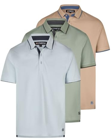 riverso Poloshirt Herren Kurzarm 3er Pack RIVLeano Regular Fit Shirt Sommer | Basic Baumwolle Einfarbig Weiß Schwarz Blau Grün Grau Beige S M L XL XXL 3XL 4XL 5XL