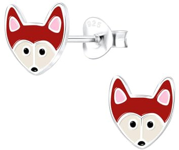 Monkimau Mädchen Ohrringe Fuchs | Ohrstecker aus 925 Sterling Silber | Kinderohrringe hypoallergen