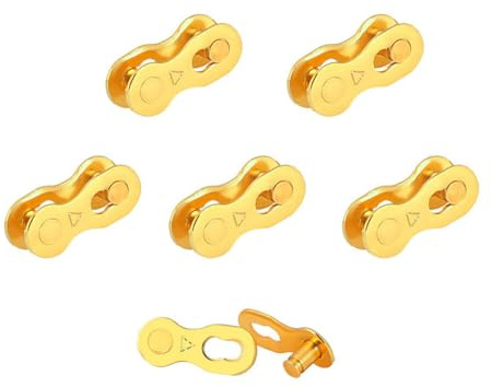 QitinDasen 5 Pairs 6/7/8 Speed Bicycle Chain Connector, Bicycle Chain Missing Link, Reusable Bike Chain Quick Release Connector (Gold)