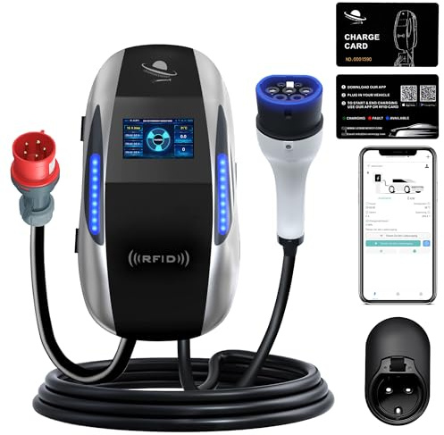 LEISHENG ENERGY Wallbox 11kW CEE mit 6m Typ 2 Ladekabel Wallbox 11kW mit App Steuerung Ladekabel Auto 11kW Schnellladen