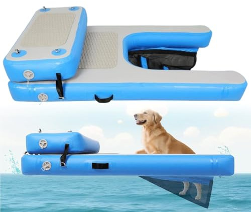 Tragbare Hundedock-Plattform, hochstabile Dock-Hundewelpen-Bootsleiter mit rutschfester EVA-Unterstützung bis zu 200 lbs für Pool-See-Boot, rutschfeste schwimmende Leiter,Extended