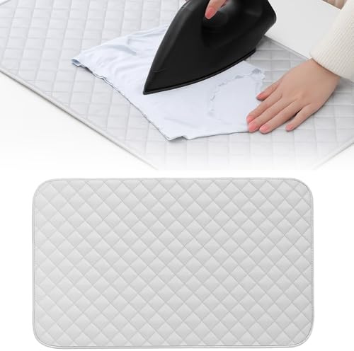 Bügelmatte 45 X 85cm, Bügelunterlage für Tisch, Bügelmatte aus Baumwolle, Faltbare Bügeldecke für Reisen, Schützt Oberflächen beim Bügeln