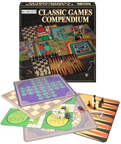 Traditional Board Games Set Family Classic Compendium with Chess Ludo Backgammon Checkers Multiple Multicoloured Boards Sturdy Pieces Entertaining Social Play at Home for All Ages