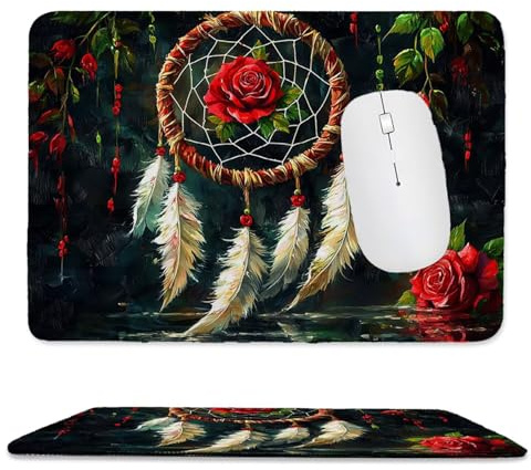 QIANLUOO Alfombrilla de Ratón Gaming, Alfombrilla de Ratón Fina y Suave para Juegos 29 x 24 cm, Impermeable y Base Antideslizante, Mejora la precisión y la Velocidad - Red de Captura de sueños h-60