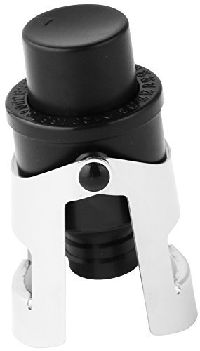 FMprofessional Frischepumpe Sektflaschenverschluss, Edelstahl, Schwarz/Silber, ca. 7,8 cm, Ø 3,8 cm