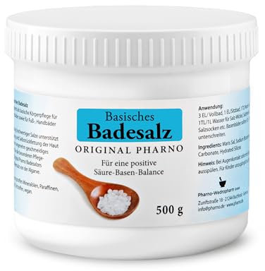 Original Pharno Basisches Badesalz - 500g, Unparfmiert, fr eine positive Sure-Basen-Balance, mit hochwertigem Meersalz von der Algarve