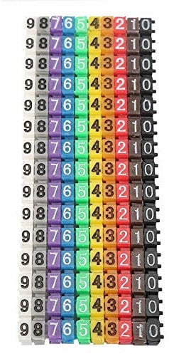 0 9 Digital Coded Clip on Plastic Cable Identification Wire Marker Number Tag Label Wire Label Tube Set Cable Marker Tube Colorful(150PCS KCM 1 5MM 1 5 Square)