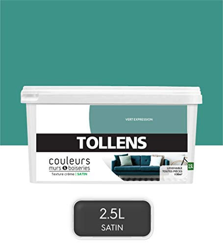 Tollens - Peinture Couleurs - Murs et Boiseries - Toutes pièces - Ultra résistante - Satin - Vert Expression - 2,5L = 30m2