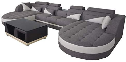JVmoebel Leder Sofa Moderne Couch Polster Wohnlandschaft + Tisch Couchen Sitz Eck Design