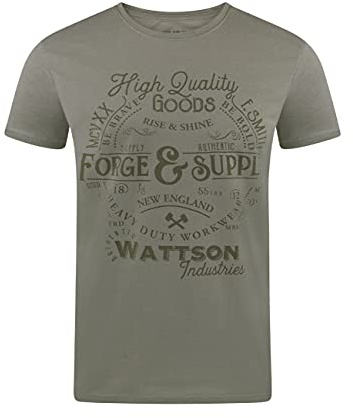 riverso Tshirt Herren Baumwolle Regular Fit RIVLeon Rundhals Kurzarm Sommer Tee Shirt Print, Größe:S, Farbe:Grün (PJD)