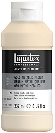 Liquitex 8408 Metallic Gold Medium für Acrylfarben, verleiht Acrylfarben metallische hochreflektierende Goldeffekt mit Brillanz , alterungsbeständig in Künstlerqualität- 237ml Flasche