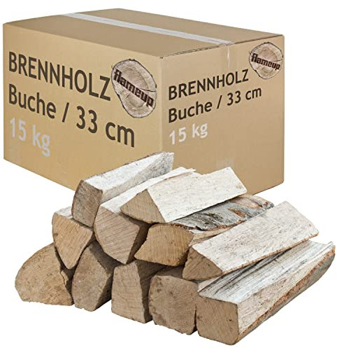 Brennholz Buche 33 cm Kaminholz Holz Auswahl 5-500 kg Für Ofen und Kamin Kaminofen Feuerschale Grill Feuerholz Buchenholz Holzscheite Wood Flameup, Menge:15 kg