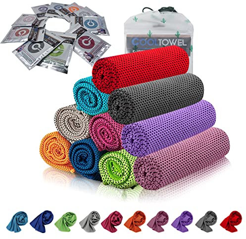 GUGELIVES Kühlhandtuch, Eis-Sport-Handtuch, kühles Handtuch für sofortige Kühlung, für Yoga, Reisen, Golf, Fitnessstudio, Camping, Fitness, Laufen, Workout und mehr Aktivitäten, 88,9 x 30,5 cm, 10