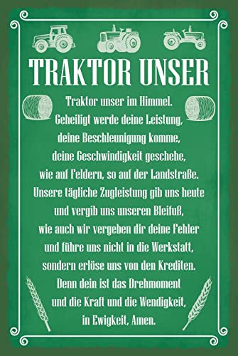 Blechschild Spruch 30x40 cm Traktor unser in Ewigkeit Amen Deko Schild tin sign