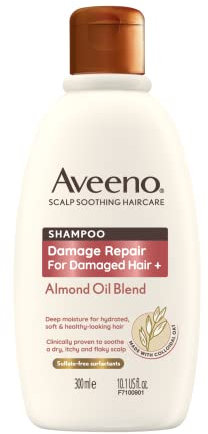 Aveeno Damage Repair Mandelöl-Kopfhautberuhigendes Shampoo für geschädigtes Haar, 300 ml