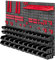 KADAX Werkstattwandregal, 116x78cm Lagersystem aus robustem Kunststoff, UV-Resistentes Werkstattregal, Erweiterbare Wandplatten, Schüttenregal für Garage, (Rot&Schwarz, 89 tlg.)