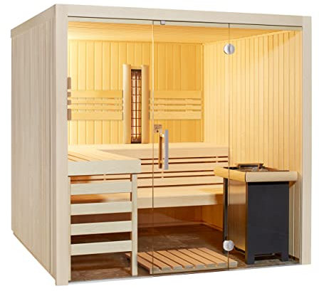 Infraworld Sauna Panorama Complete Espe 210x210x203cm mit ABC-Strahler Multifunktionssauna