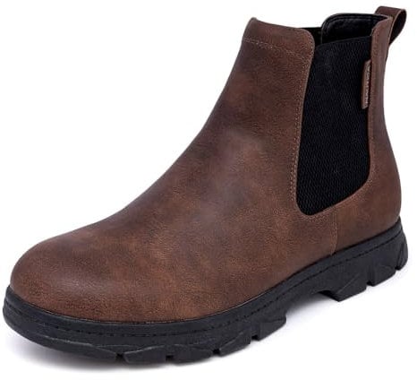 Nautica Bota Chelsea para hombre, sin cordones, de vestir, botines Oxfords Desert Boots-Wuzer, marrón (Brown Smooth), 47 EU