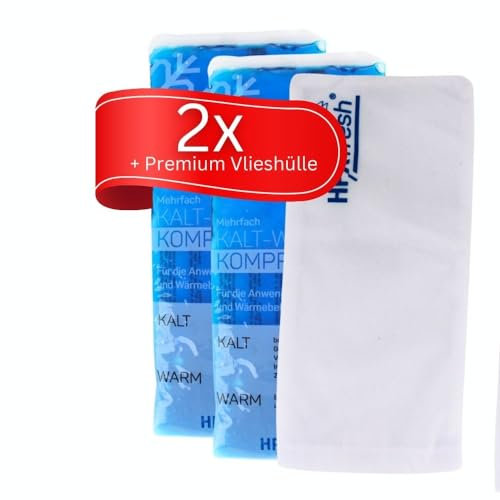 2x HPXfresh® Mehrfach-Kompresse für Kalt und Warm Anwendungen in der Größe 12x29cm mit passender Vlieshülle | mikrowellengeeignet | Mehrfach Kalt- Warm Kompresse, Gelkompresse (12x29cm, 2)